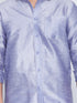 Vastramay Men's Blue Cotton Silk Blend Shirt and Mundu Set
